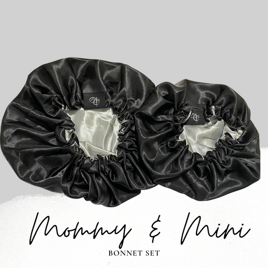 Black Mommy & Mini Bonnet Set